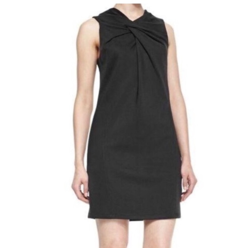 HELMUT LANG Black TWIST DD Front Lateral Drape Stretch Dress